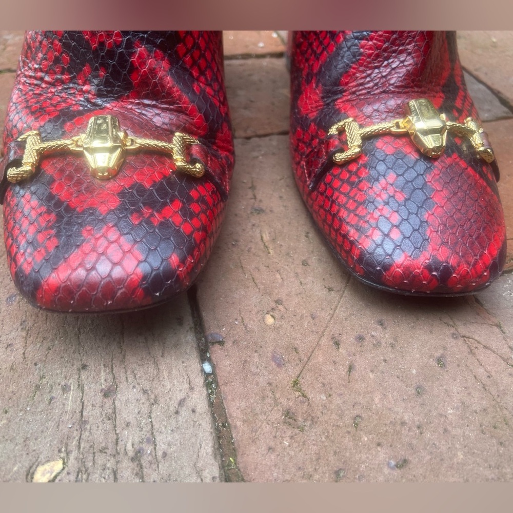 Cavalli Class By Roberto Cavalli Red Python Bootie - image 4